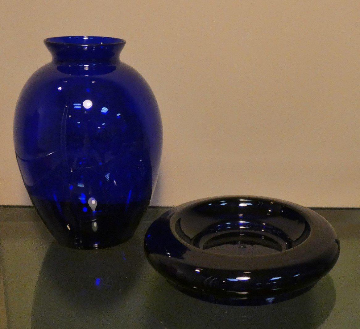 Vase-Aschenbecher 2er Set kobaltblau 1990er Jahre 0