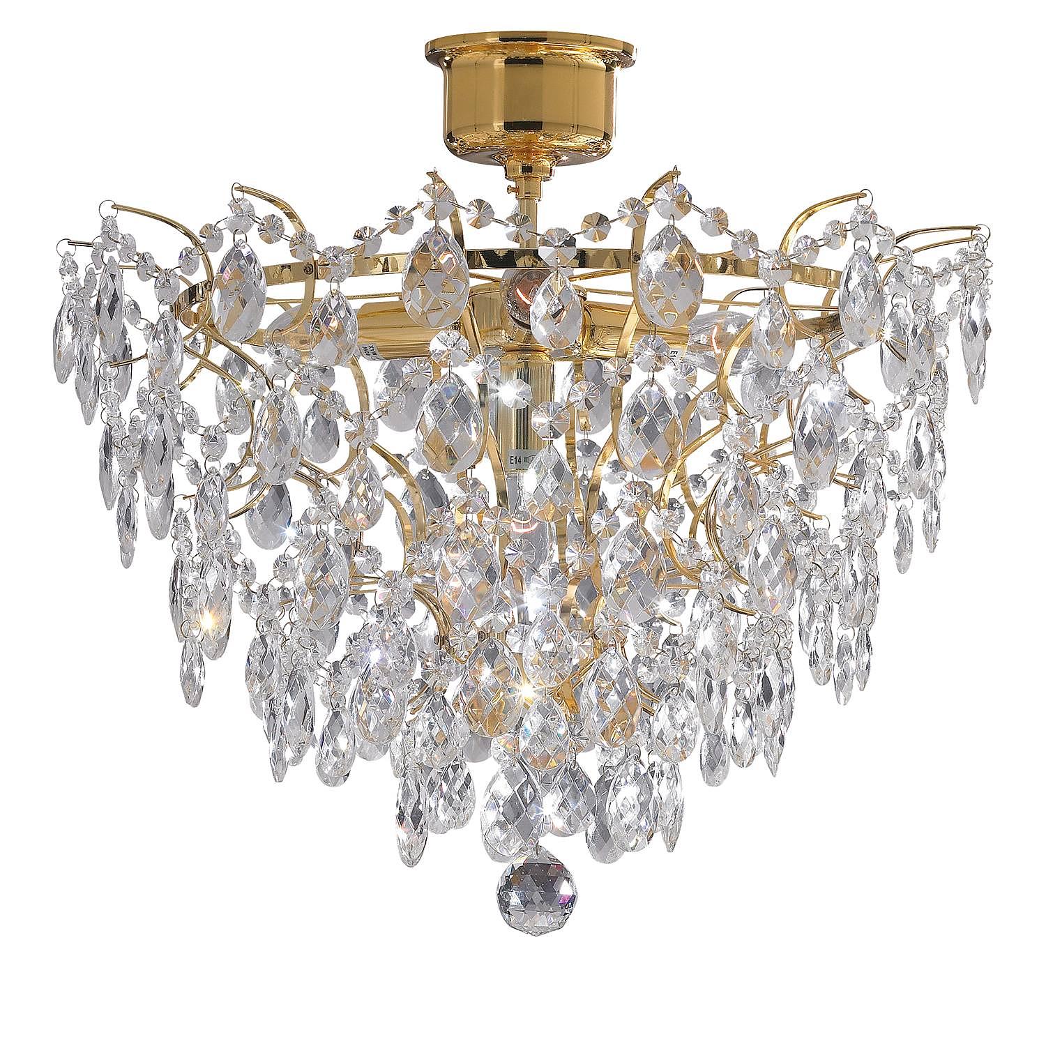 4-Burner Ceiling Light Rosendal IV Crystal Glass Stainless Steel 0