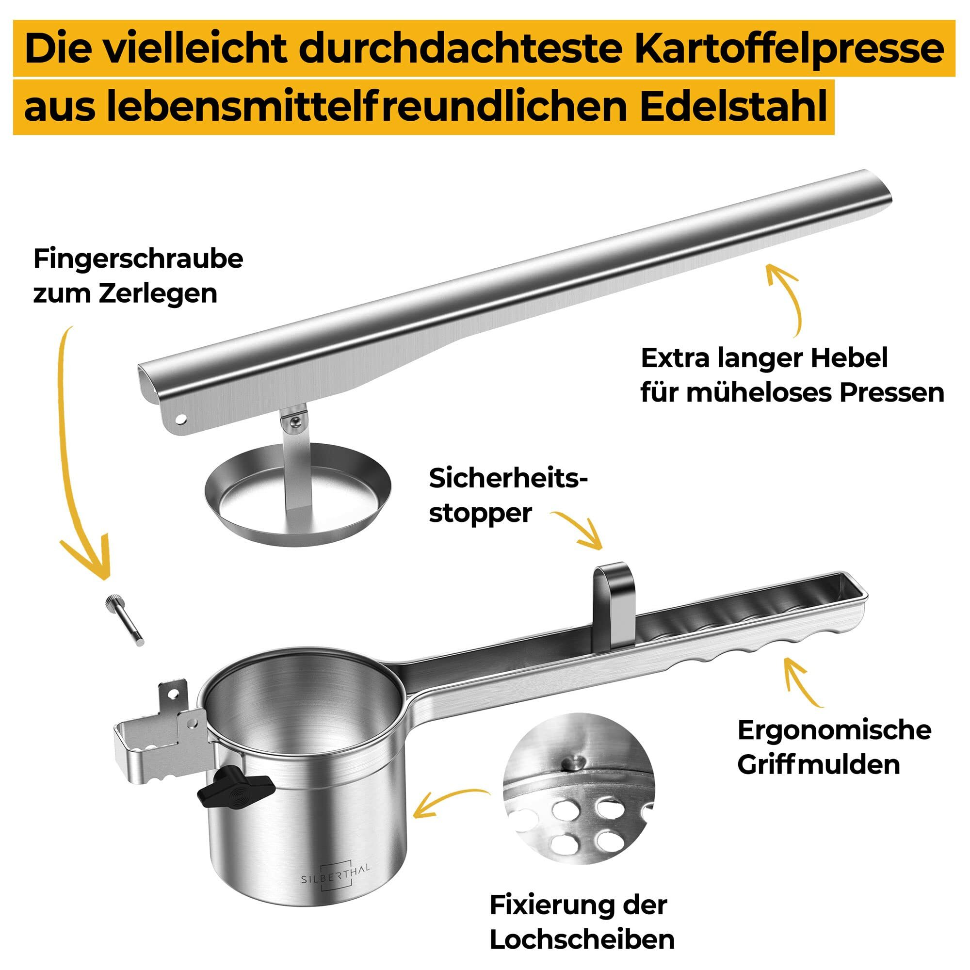 Kartoffelpresse Edelstahl Silber 3