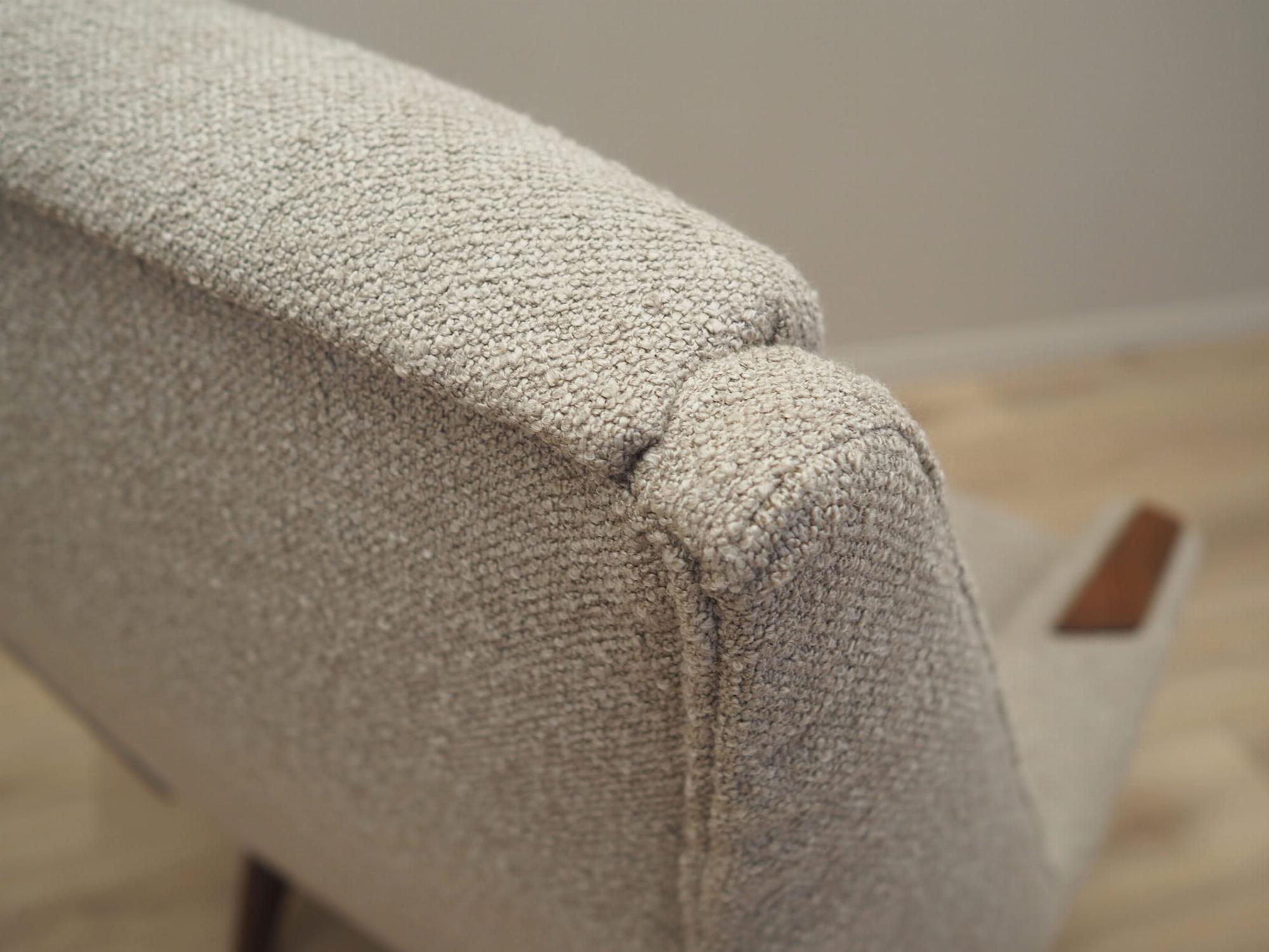 Vintage Sessel Teakholz Textil Beige 1960er Jahre 11