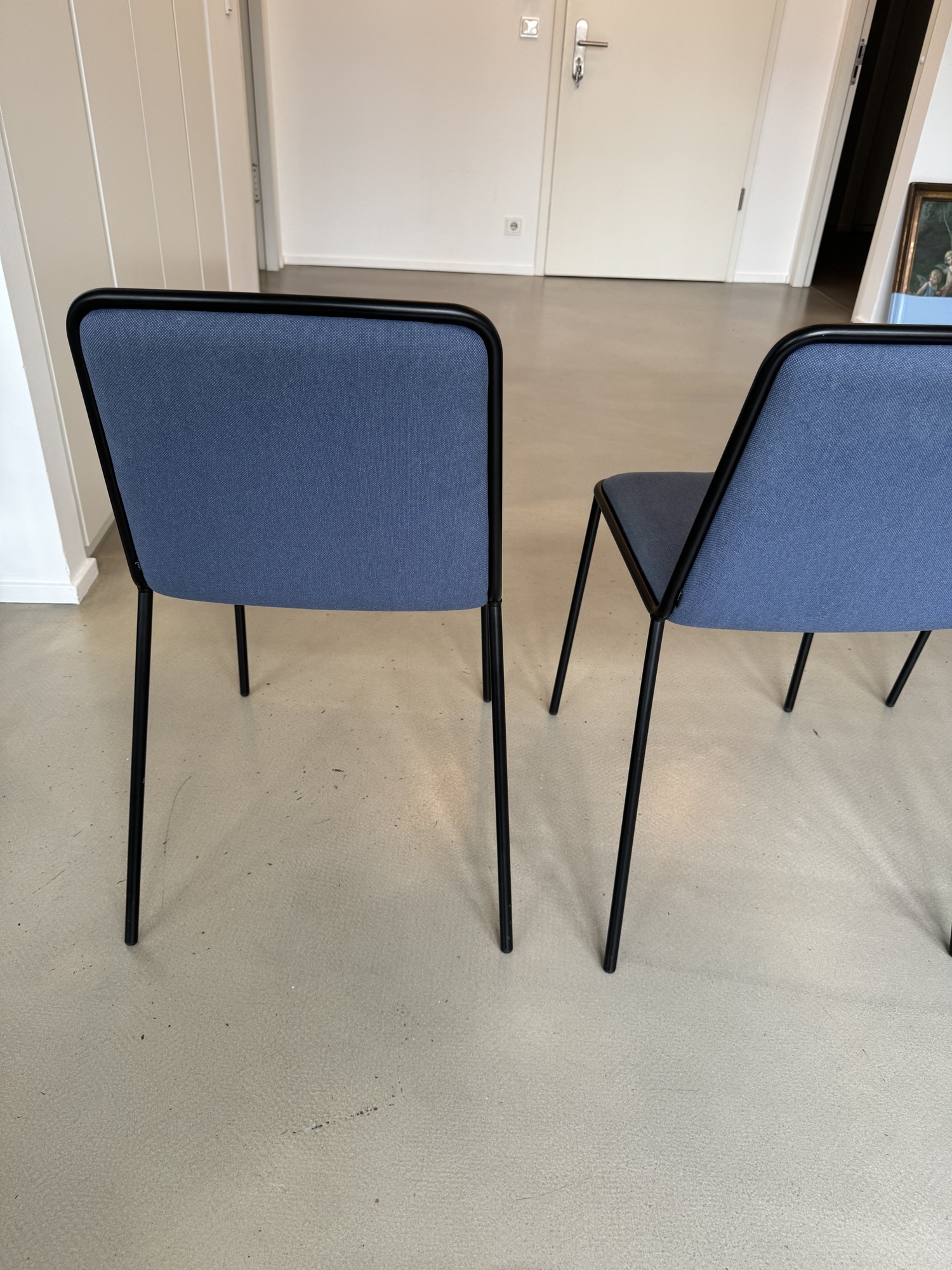 4x Lago Pletra Designer Chair Textile Metal Blue 4