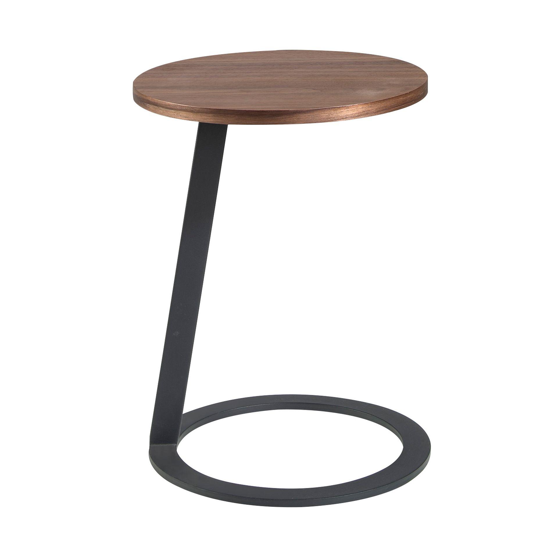 Round corner table walnut and black steel 2115 1