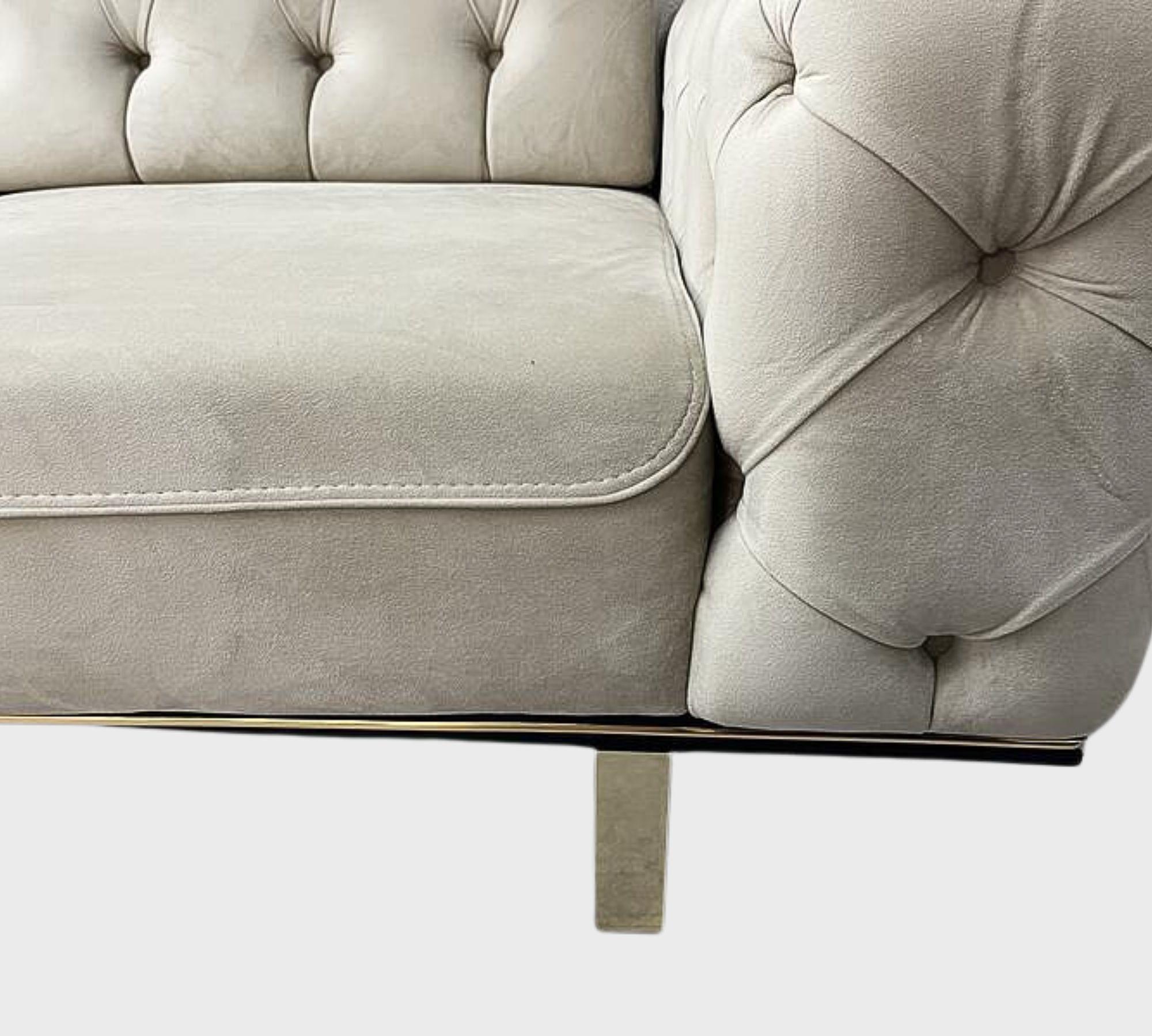 2x Sofa & Sessel Samt Beige 6