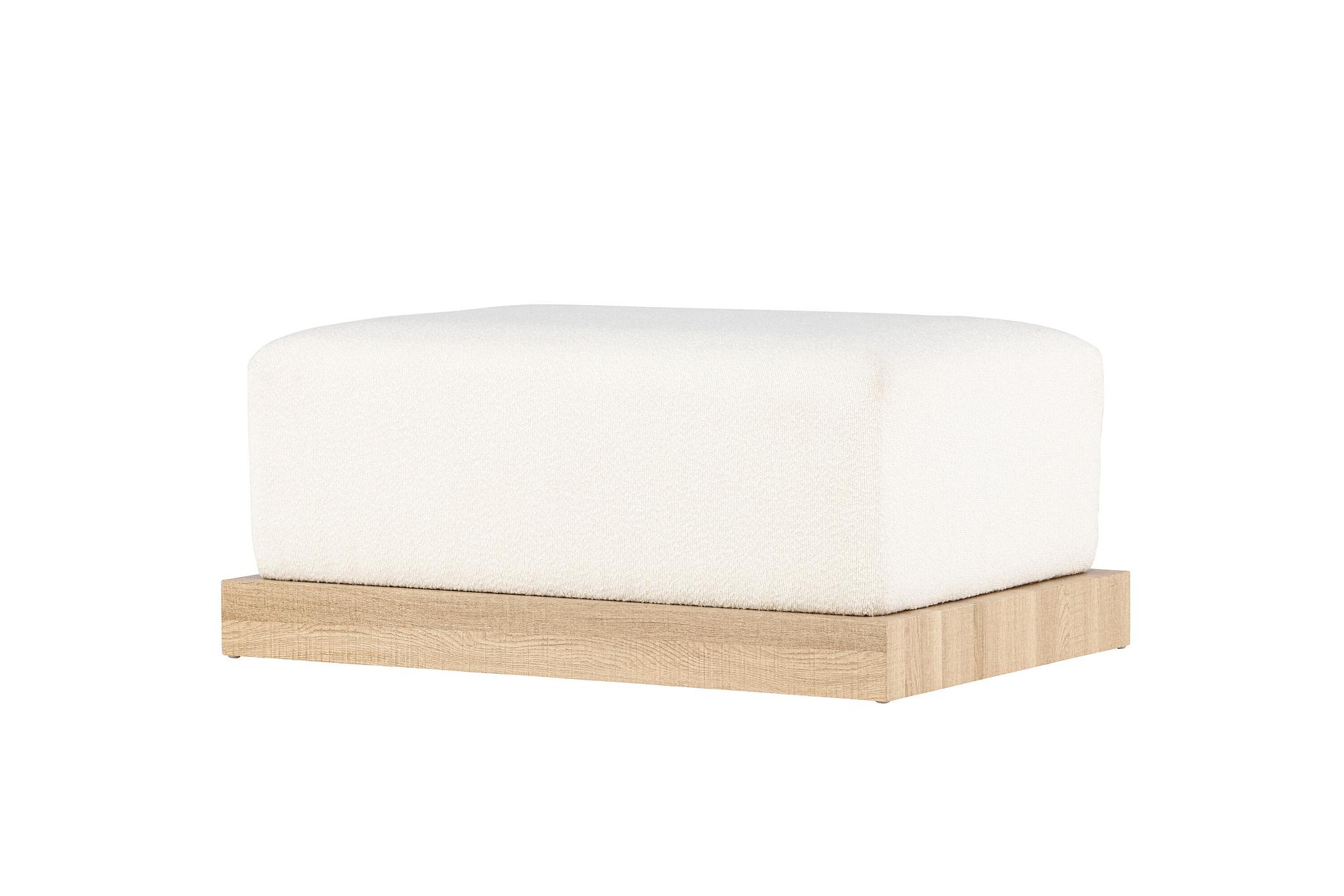 Ivy Ottoman Holzoptik Bouclé Weiß 7