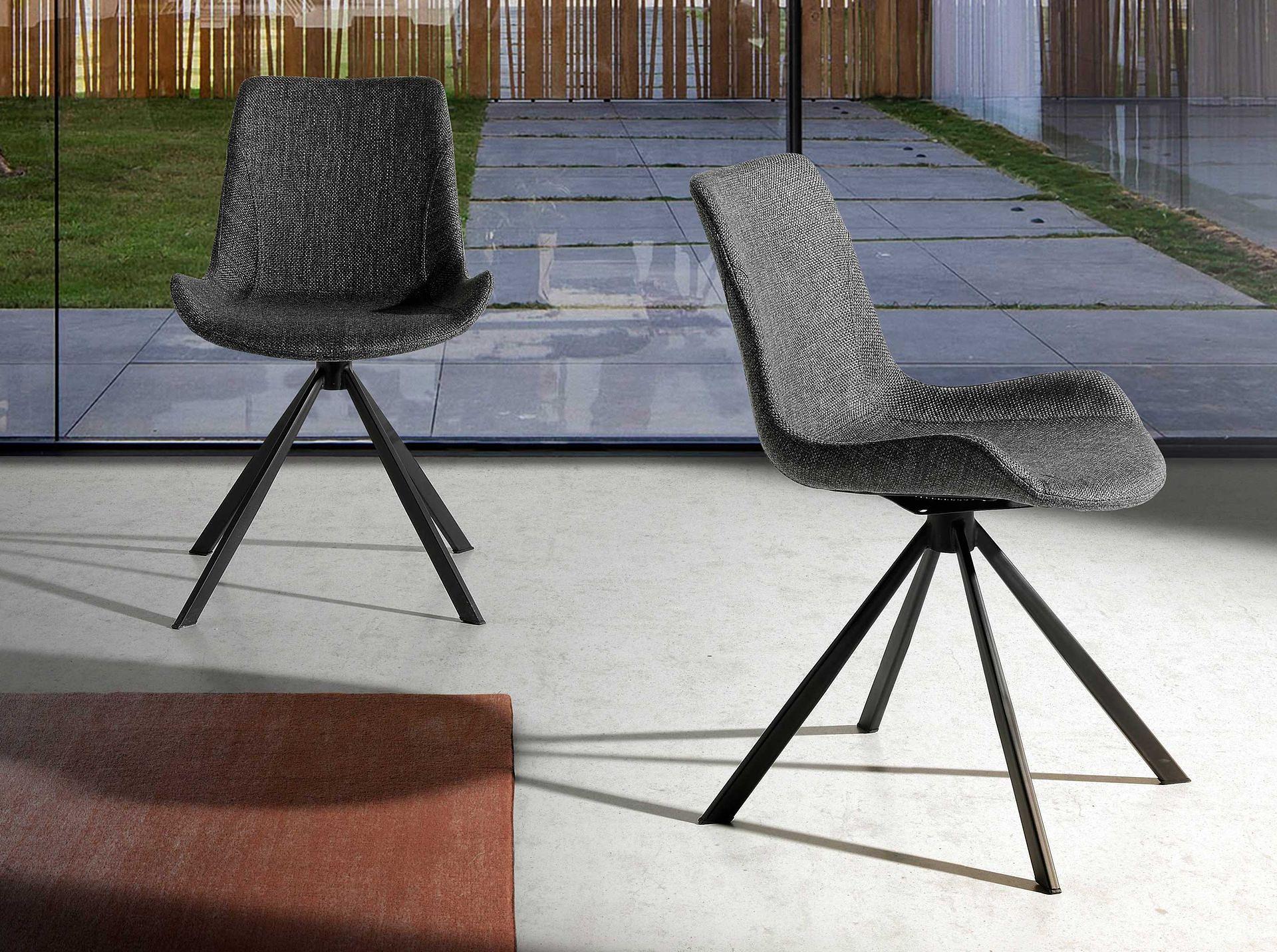 Esszimmerstuhl Textil Dunkelgrau 0