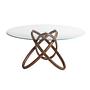 Round dining table walnut wood glass Ø 140cm 0