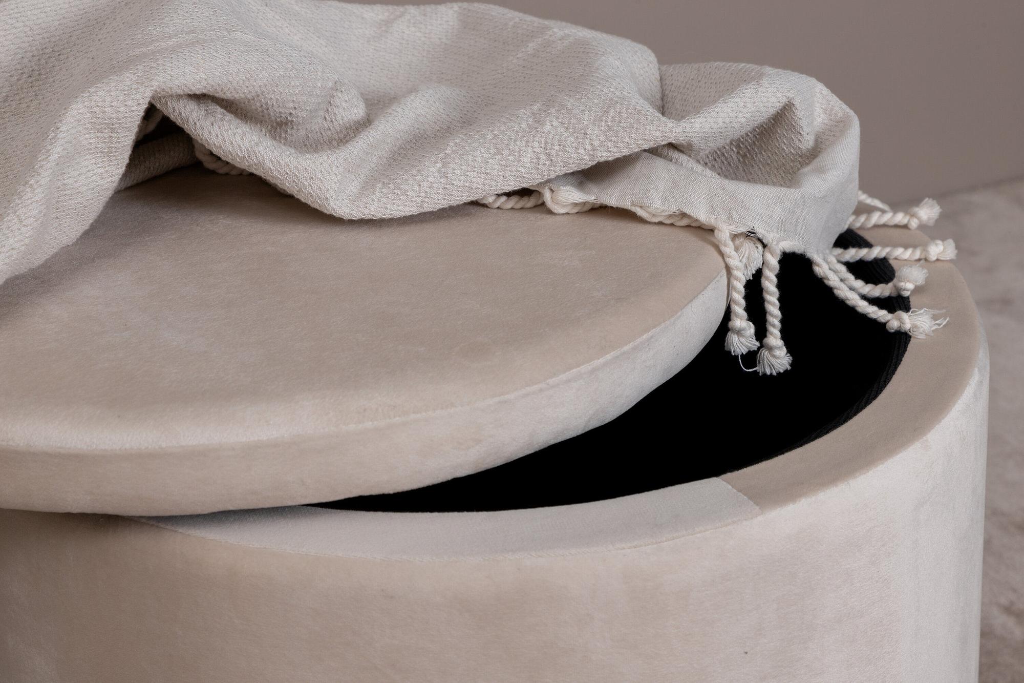 Dunken Pouf Samt Beige  7