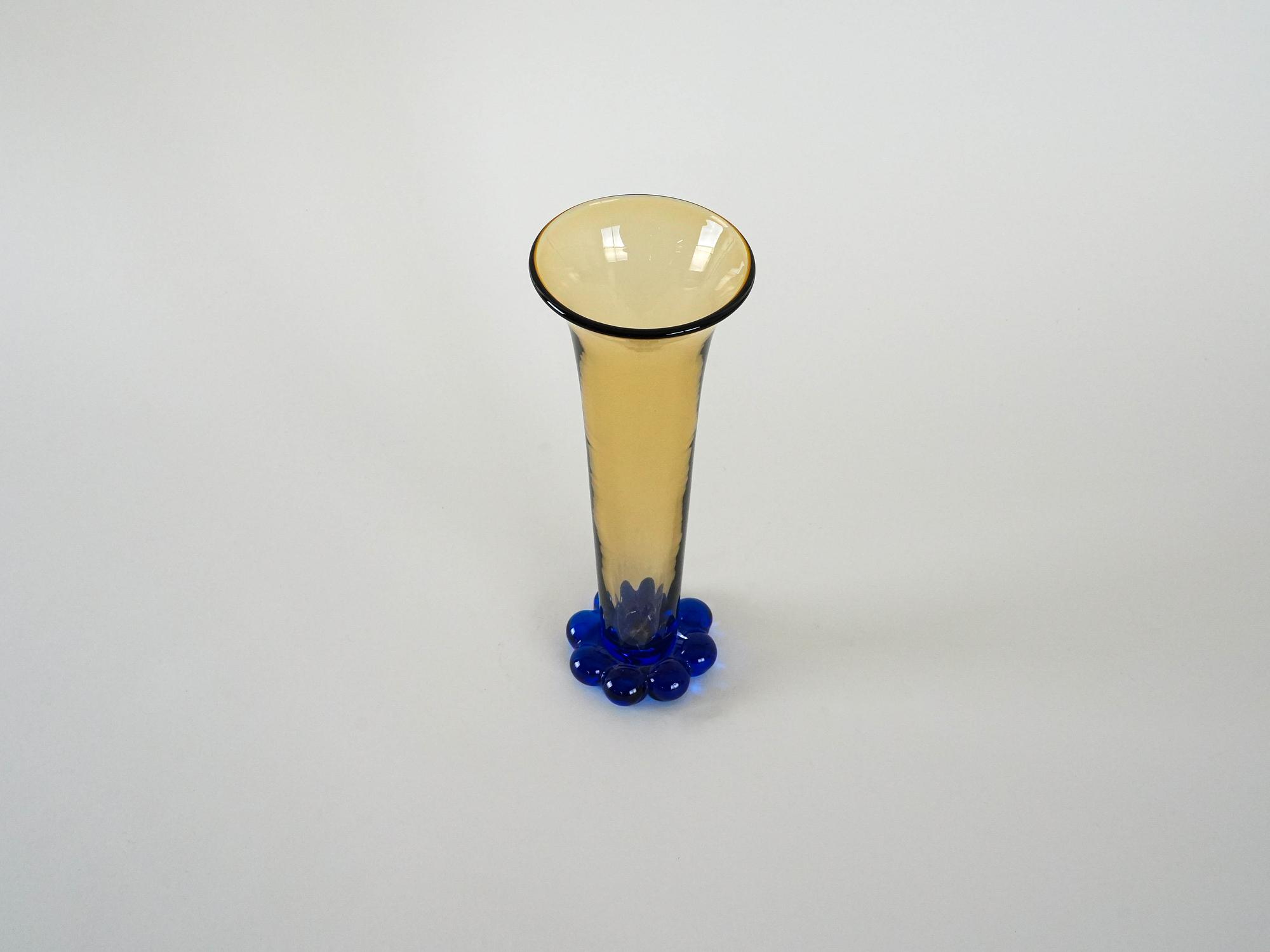 Glass vase Amber Cobalt blue 4