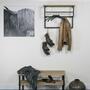 Wandgarderobe Eiche massiv und Metall 3