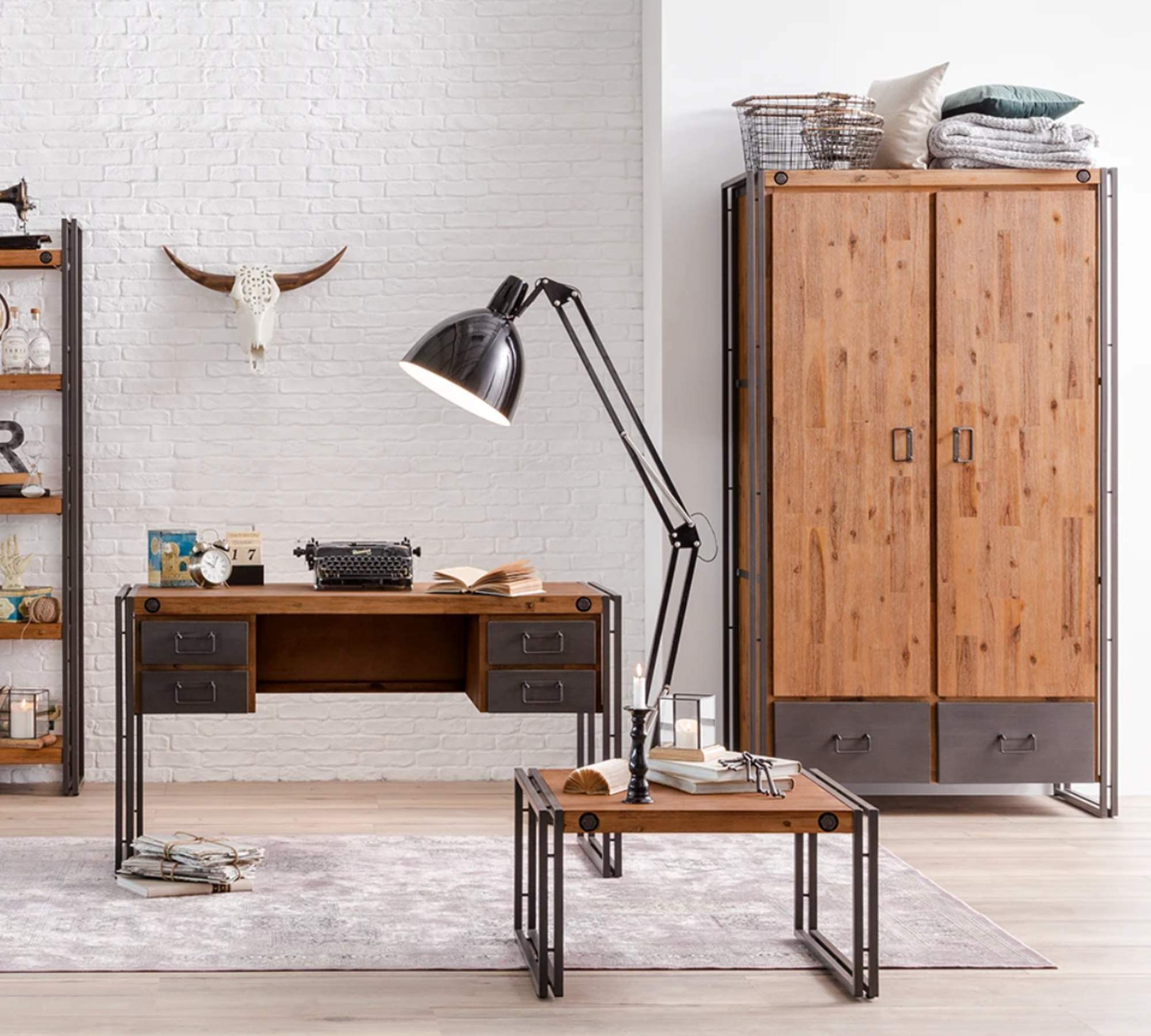 Couchtisch Massivholz Metall Schwarz 7