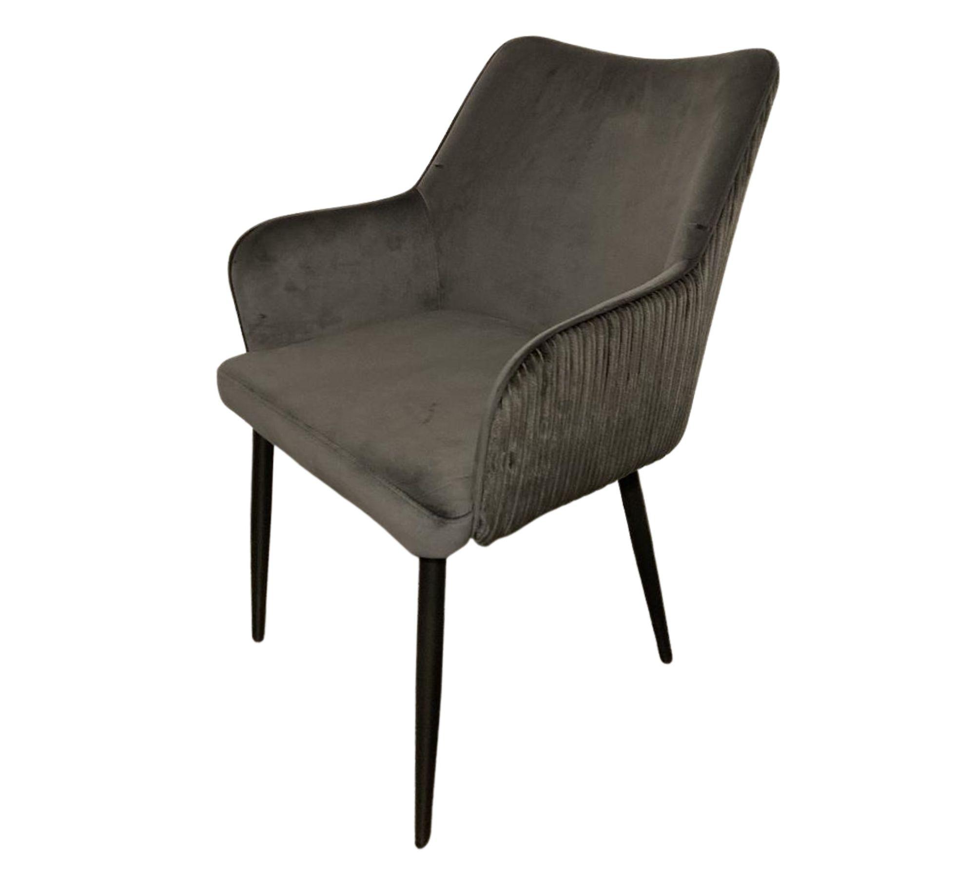 6x Armlehnstuhl Samt Gepolstert Grau 0