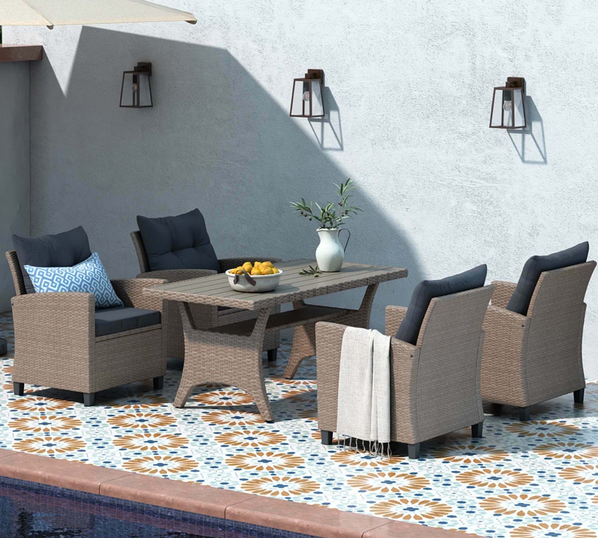 Outdoor Loungesessel Polyrattan Beige 8