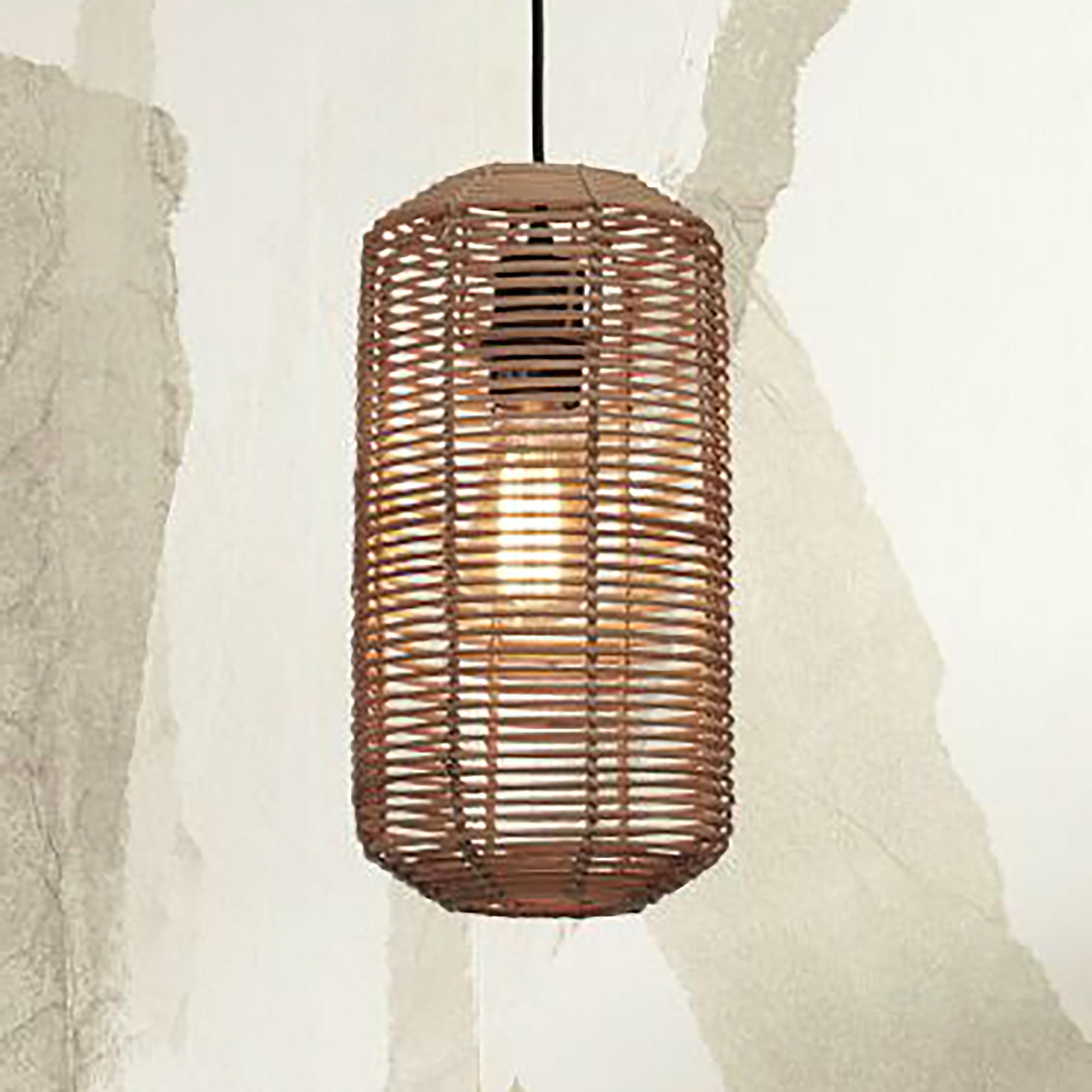 Pendelleuchte Tanami Typ D Beige Eisen Rattan 0