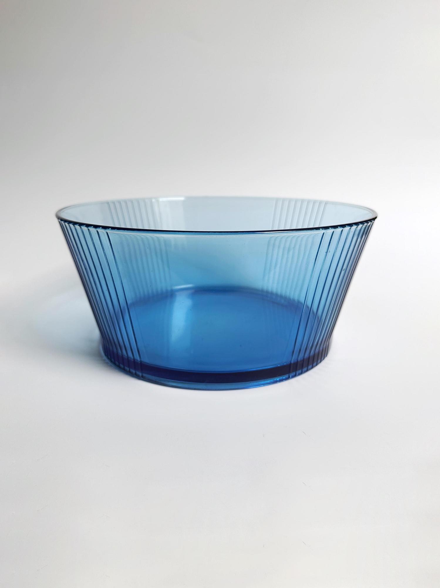 Vintage Bowl & Plate Glass Cobalt Blue 1980s 2