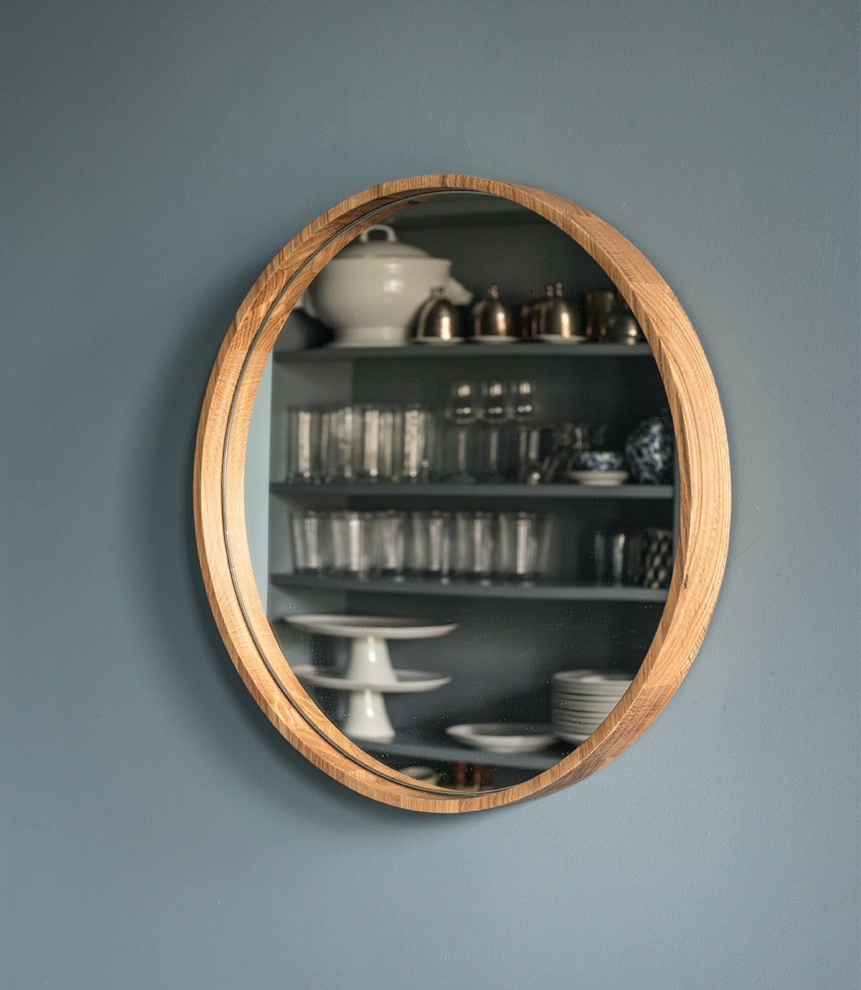 Round mirror handmade Dorian Oak 1