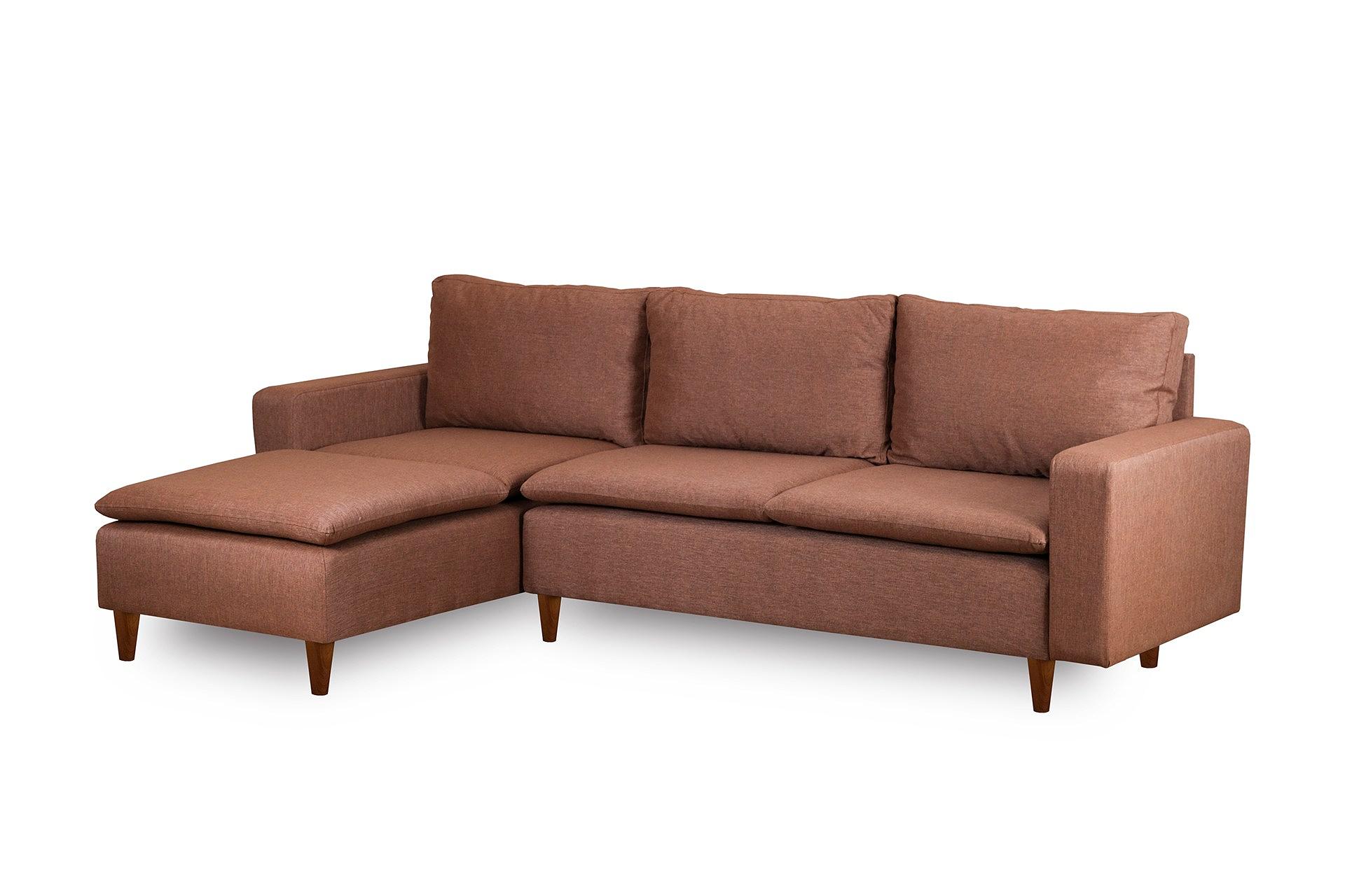 Long corner sofa, light brown 7