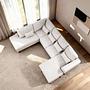 Ecksofa Japandi 3-Sitzer Links Beige 2