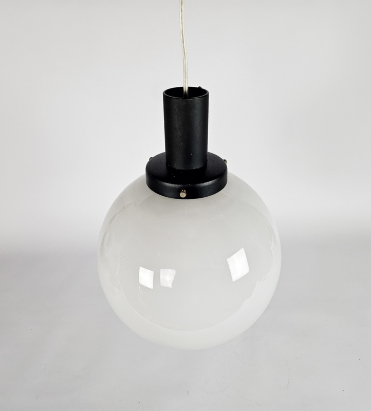 Vintage Pendelleuchte Glas Weiß Schwarz  4