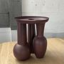 Vase with Plate Polspotten Brown 1