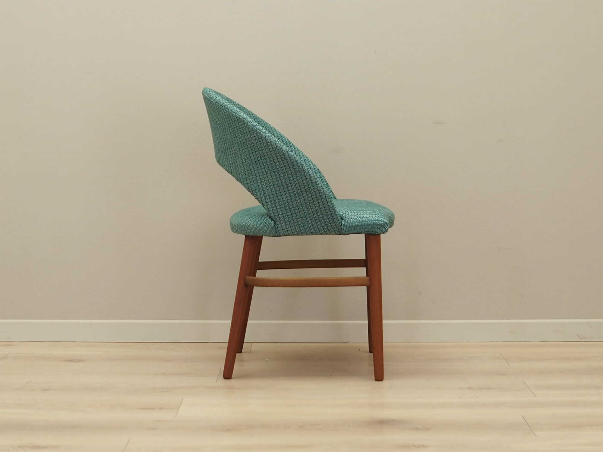 Vintage chair teak wood textile turquoise 1970s 6