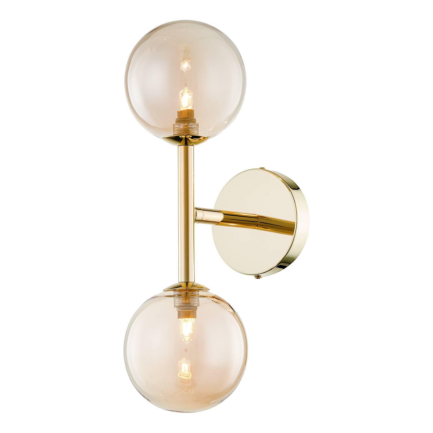 Wandleuchte KJUL Metall Gold Glänzend Glas Bernsteinfarben 1