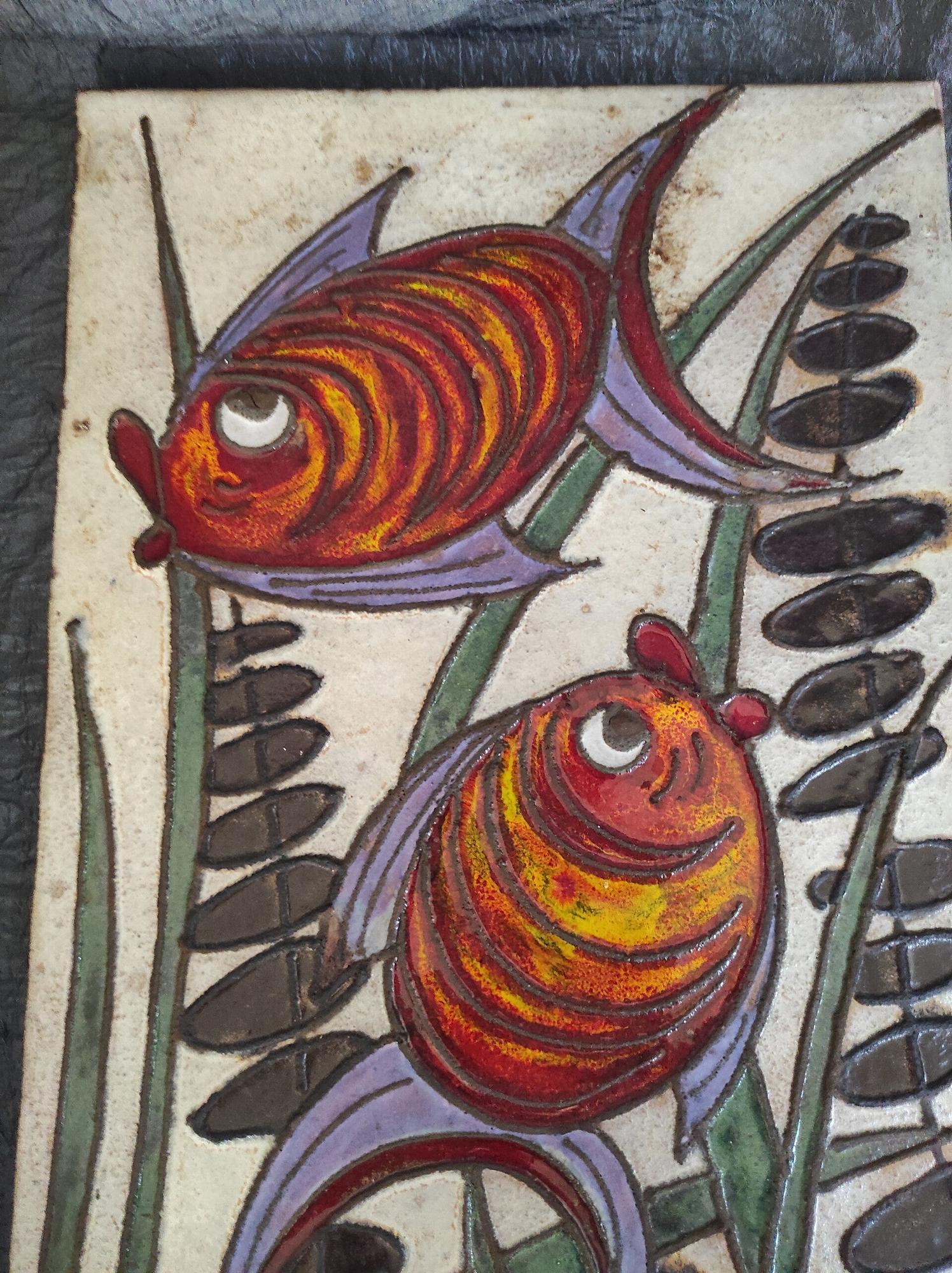 Vintage Wandfliese Keramik Bunt 2