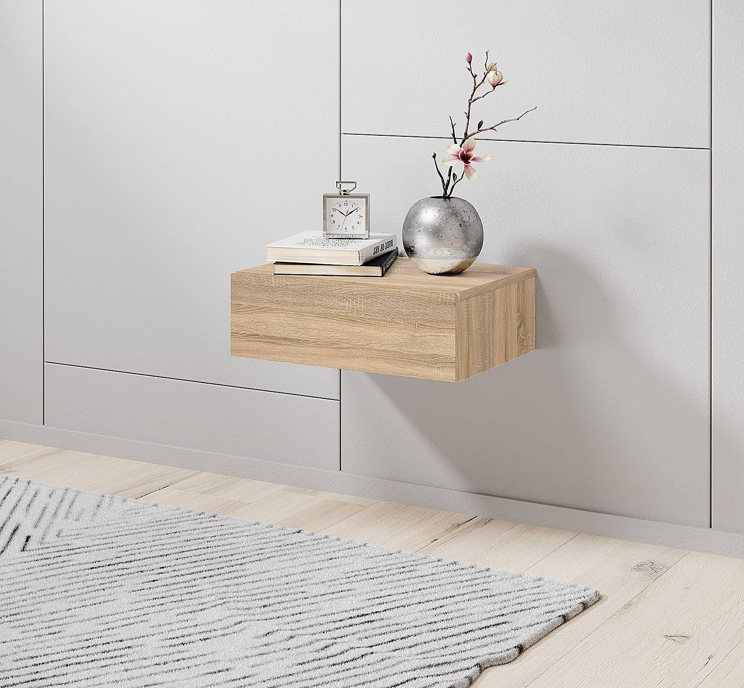 Kuunga Hanging Nightstand Oak Brown 3
