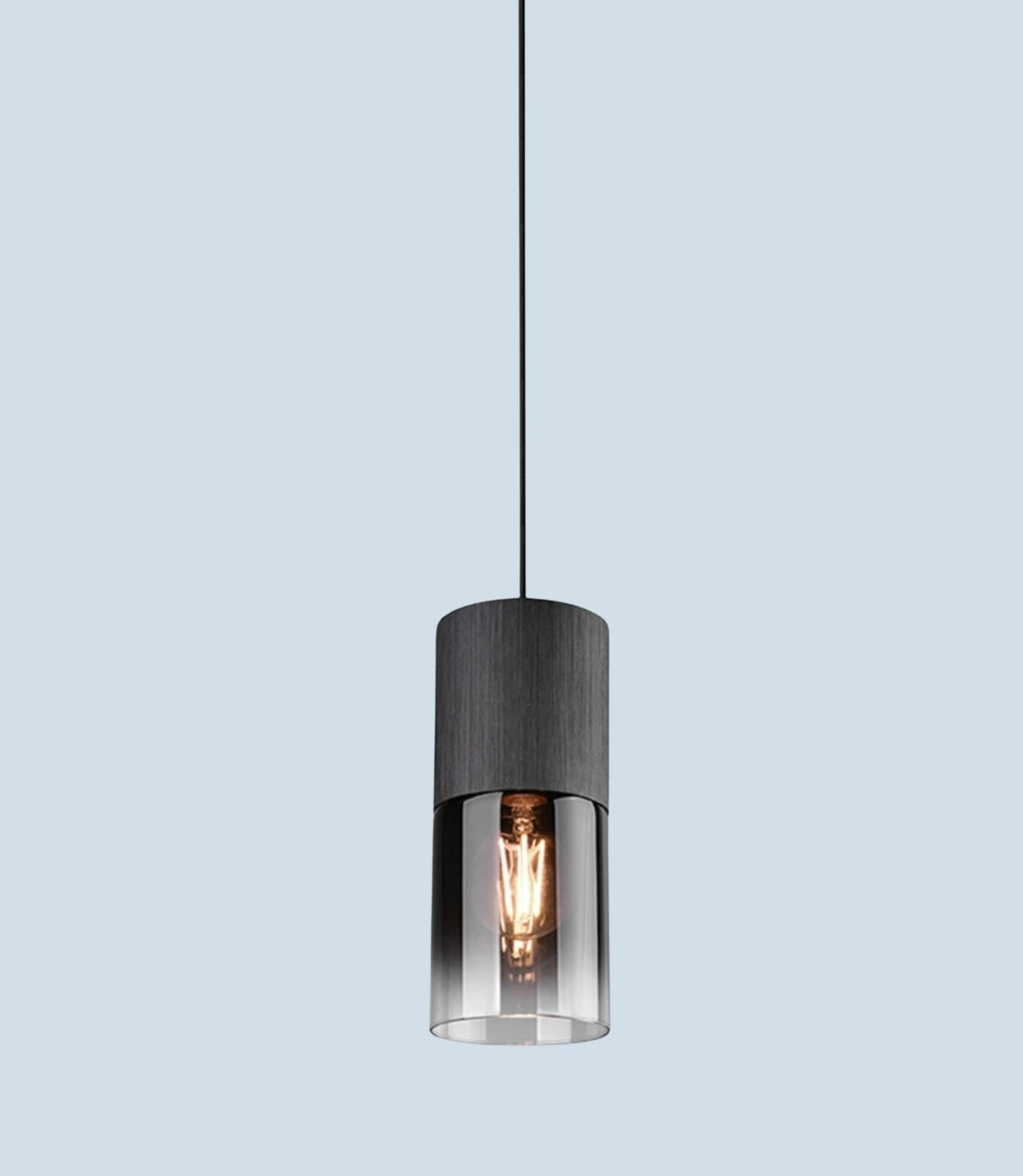 1-Flaming Pendant Lamp Aluminum Clear Glass Black 0