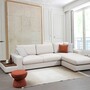 Sofa Récamiere Rechts Polyester Holz Creme mit Tisch 0