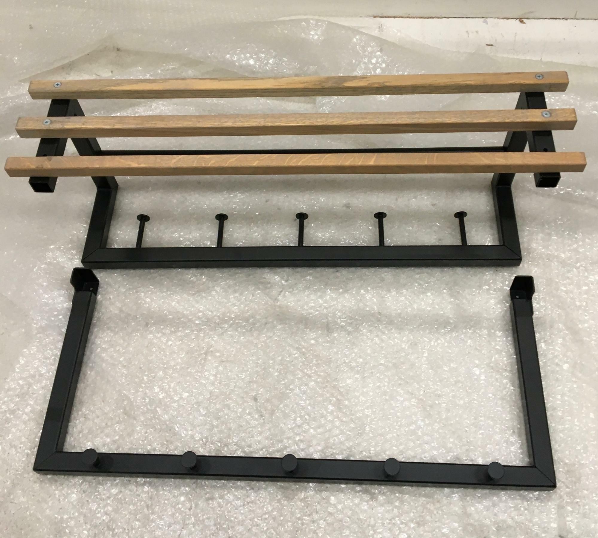 Wandgarderobe Eiche massiv und Metall 4