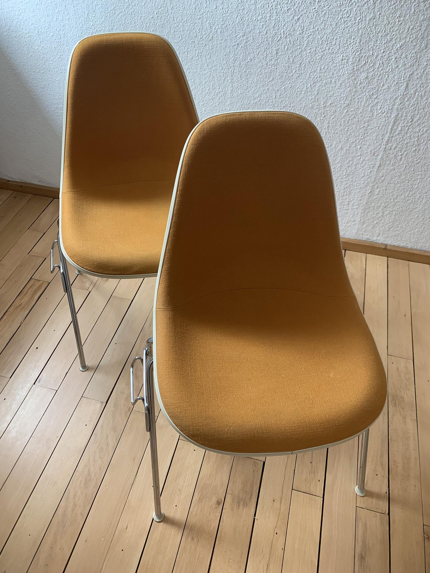 2x Eames Fiberglass Side Chair by Herman Miller Orange 1