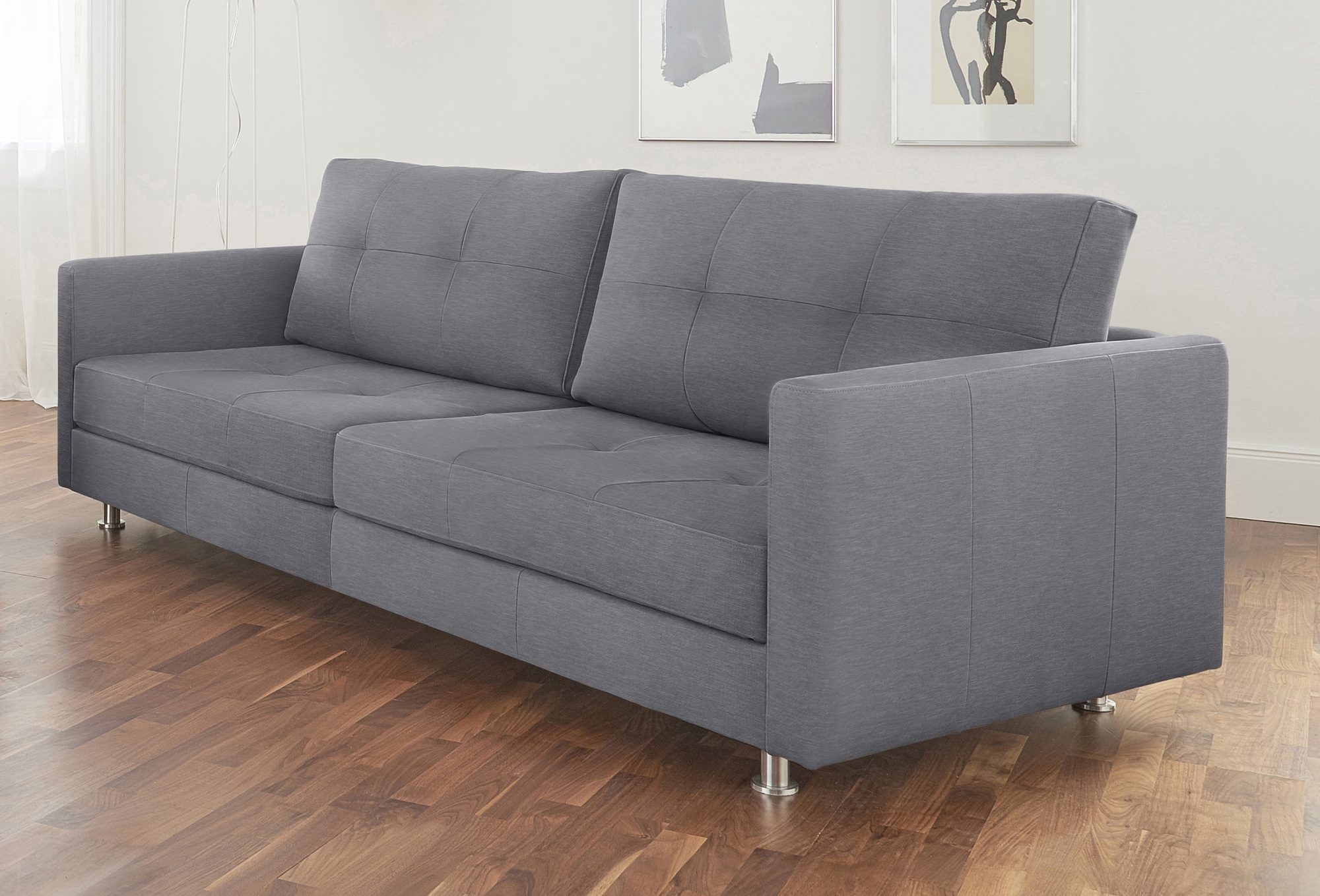 Liam Sofa 3-Sitzer Textil Metall Grau 1
