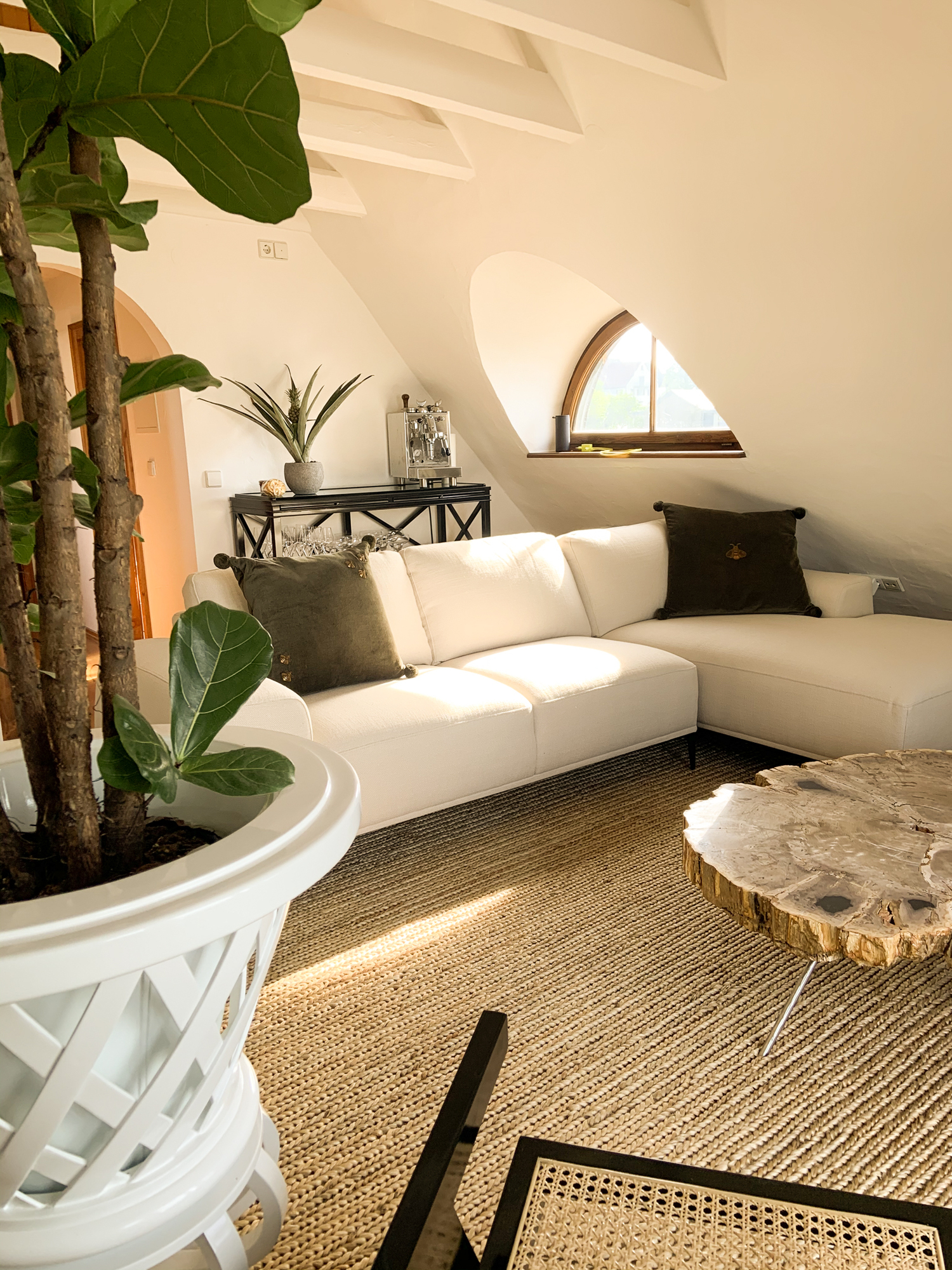 Sofa Récamiere Rechts Textil Creme 0