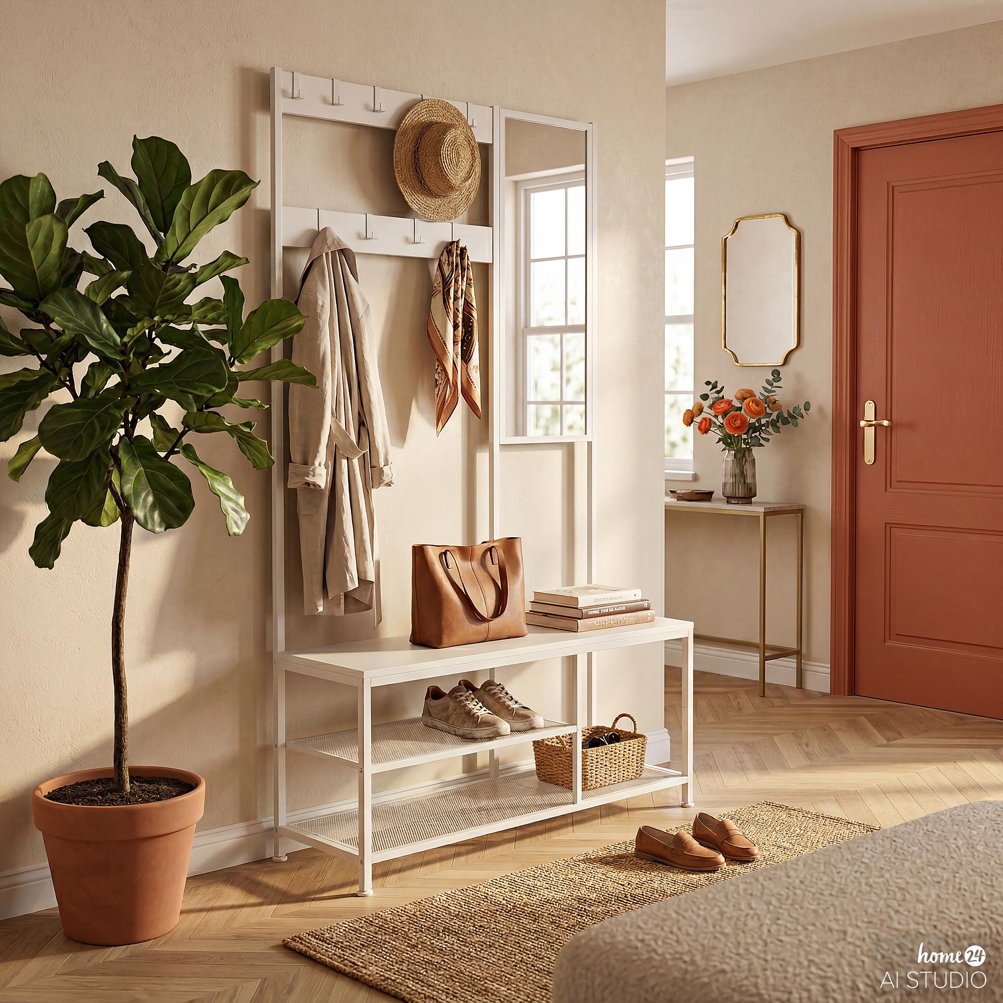 Tarpey Wardrobe with Mirror Metal White 1
