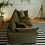3-seater Scandinavia sofa and ottoman velvet dark green 2