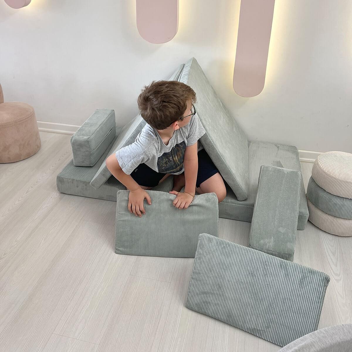 Puzzle Sofa Bed 2-Seater Blue 3