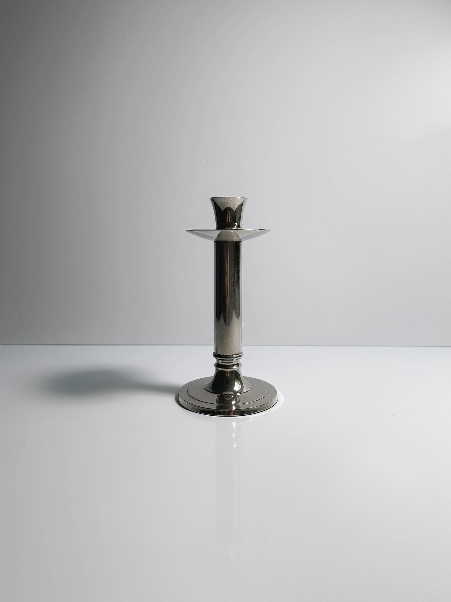 Vintage Kerzenständer Metall Chrom Silber 1