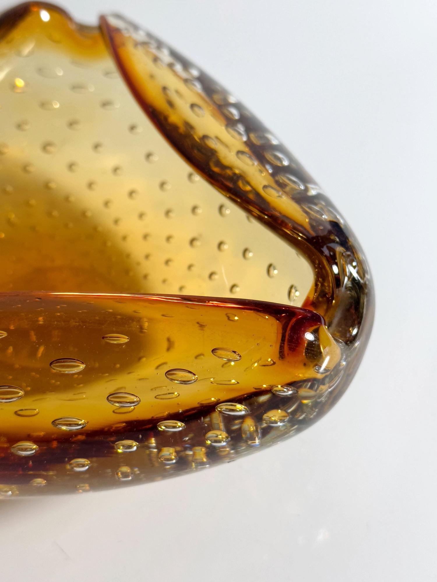 Vintage Schale Muranoglas Bernstein-Orange 70er Jahre 4