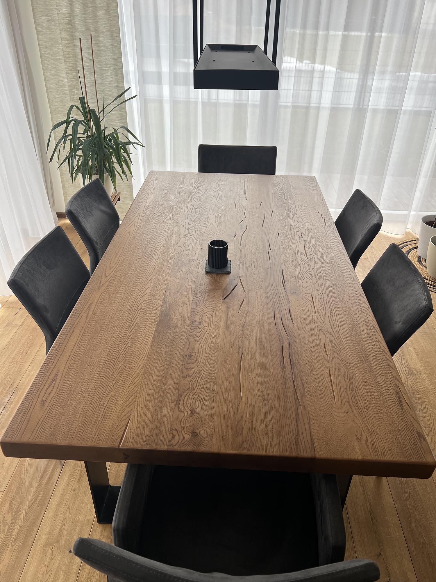 Dining Table Solid Wood with Steel Frame Brown 0