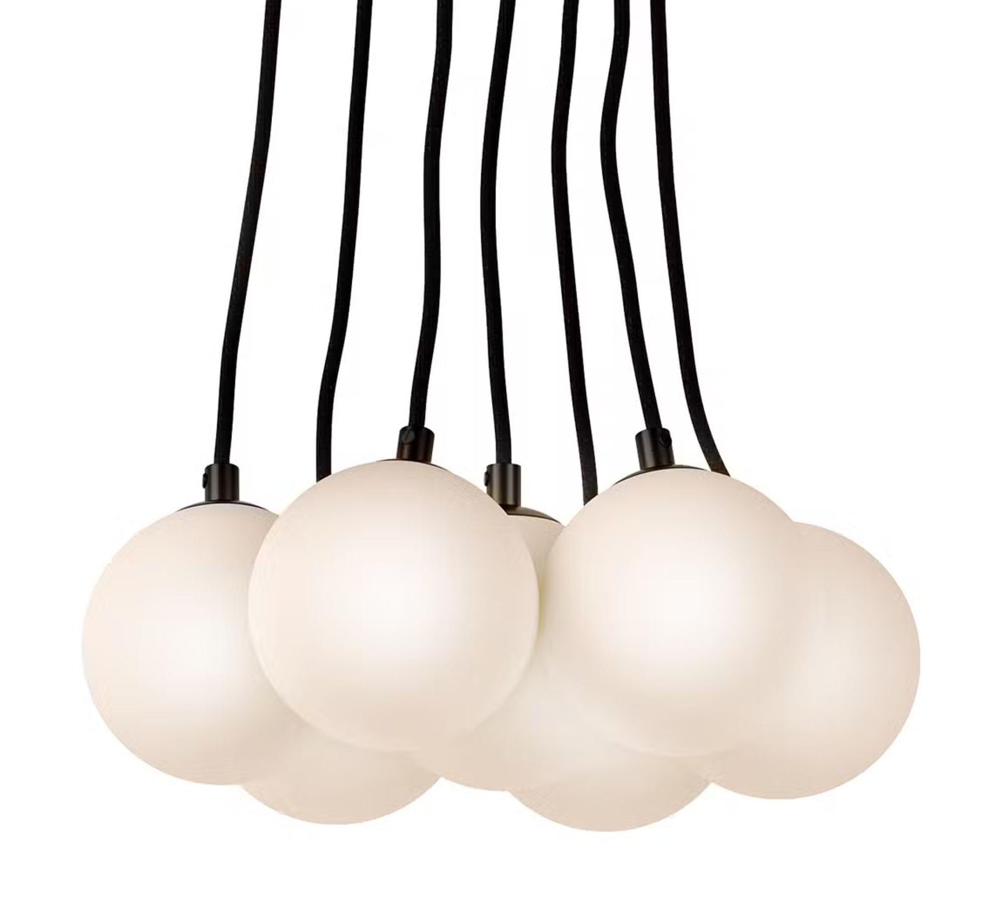 Pendant lamp 7-flame opal glass white 0