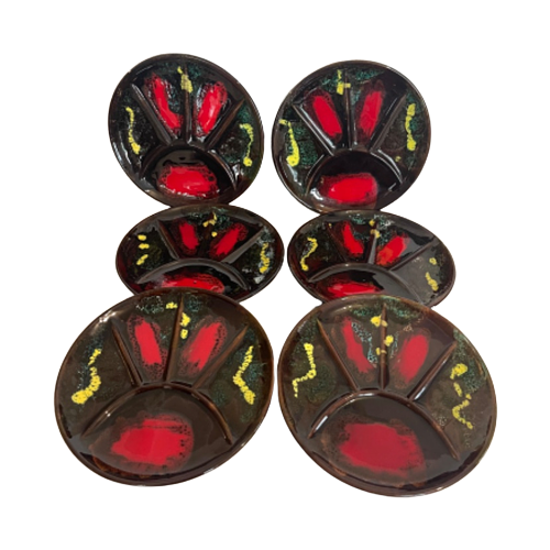 Vallauris Fondue Plate Set 6-Piece Red 0