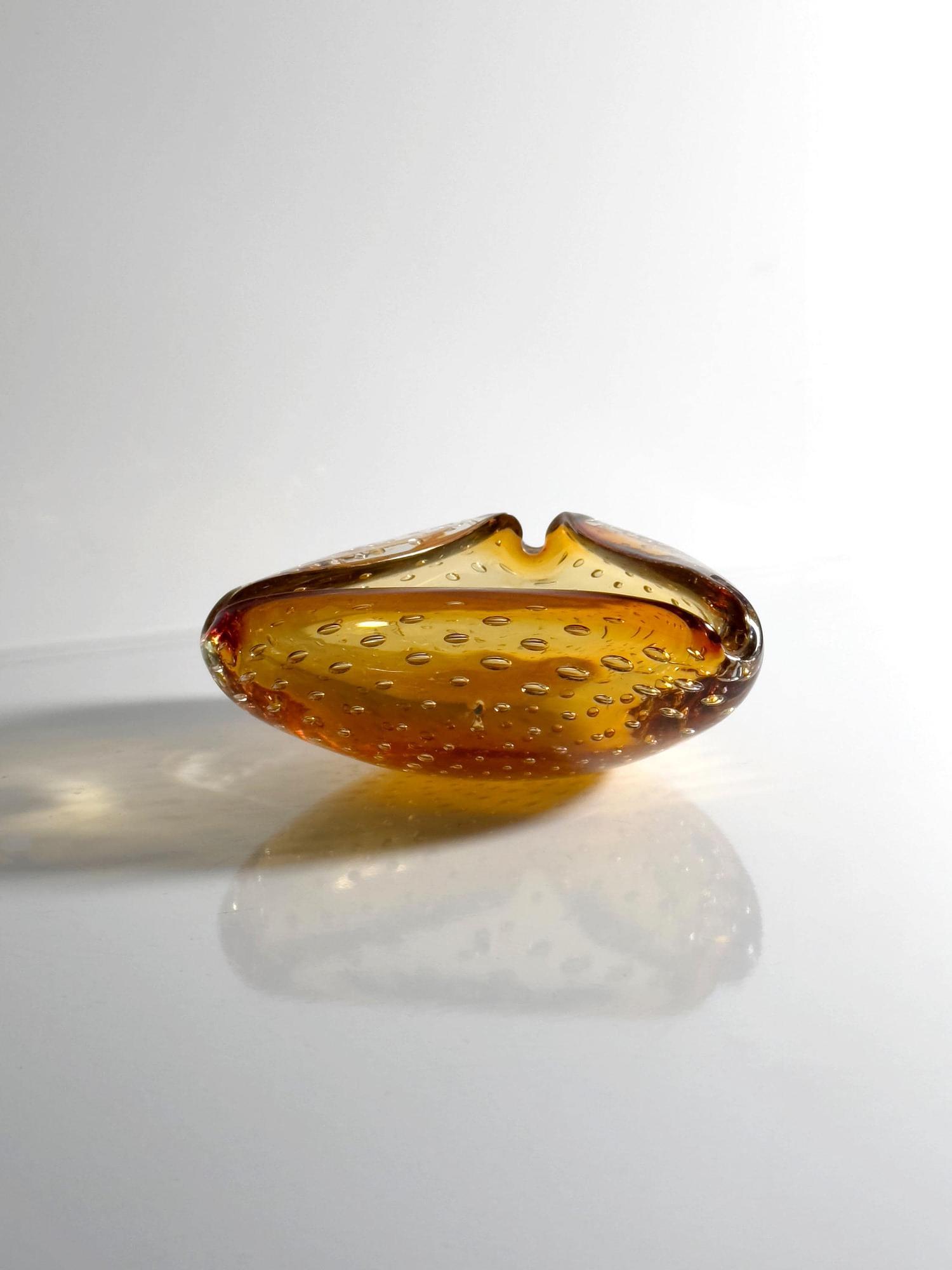 Vintage Schale Muranoglas Bernstein-Orange 70er Jahre 6