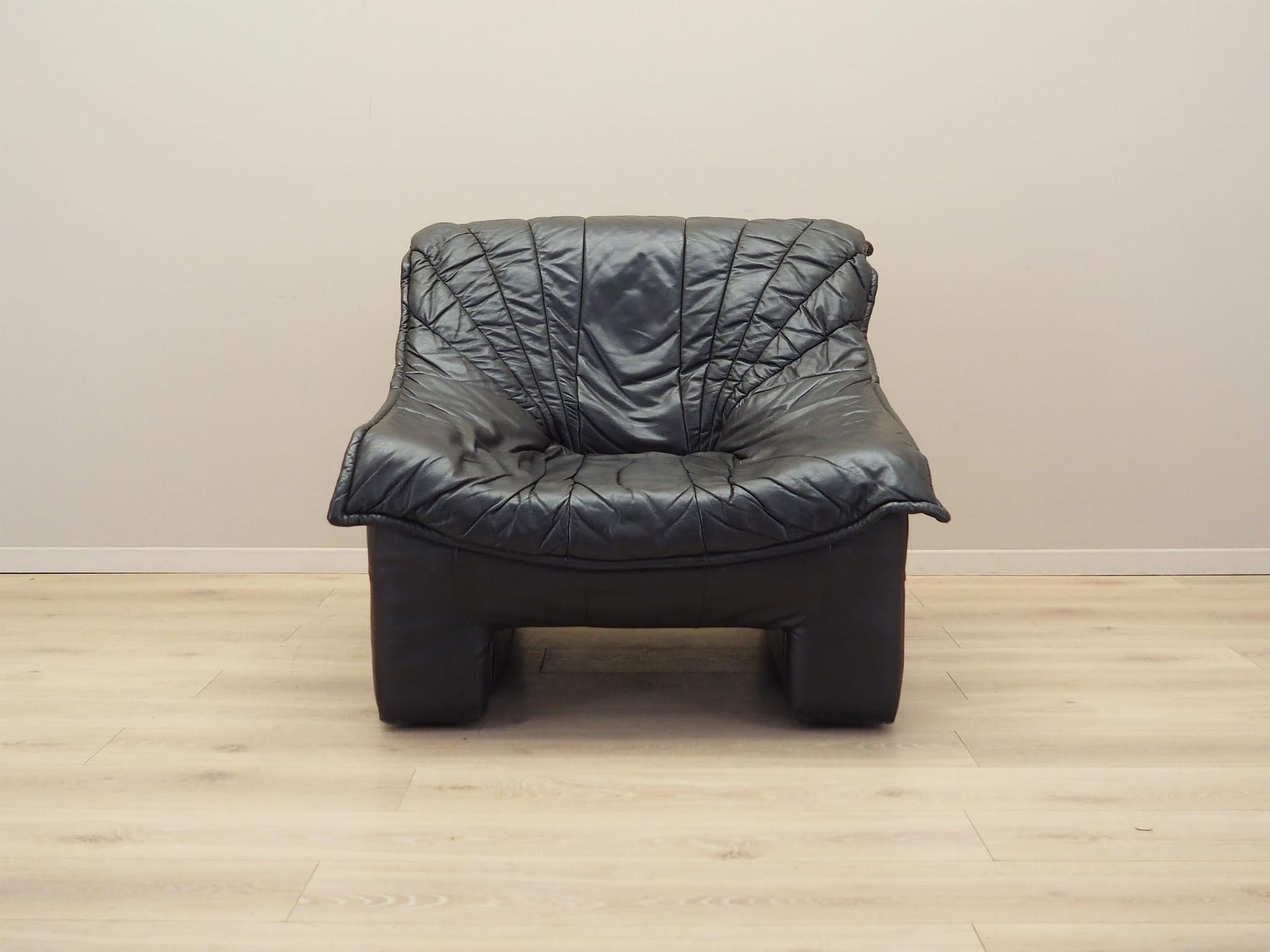Armchair Leather Black 1960s 4