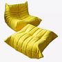 Togo Poltrona e Pouf Set 2 pezzi Tessuto Giallo limone 0