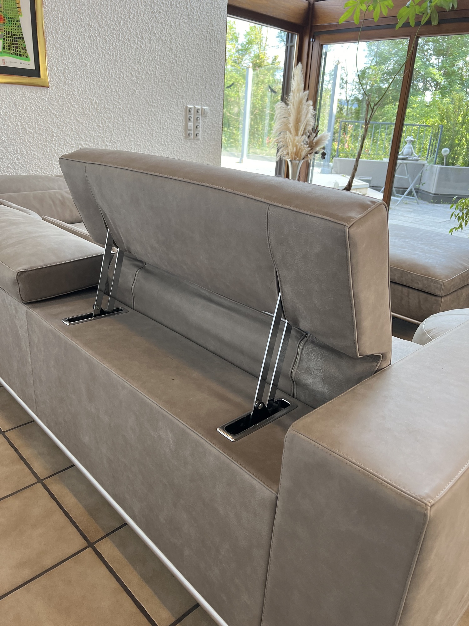 Sofa, Hocker & Pouf Leder Edelstahl Grau 4