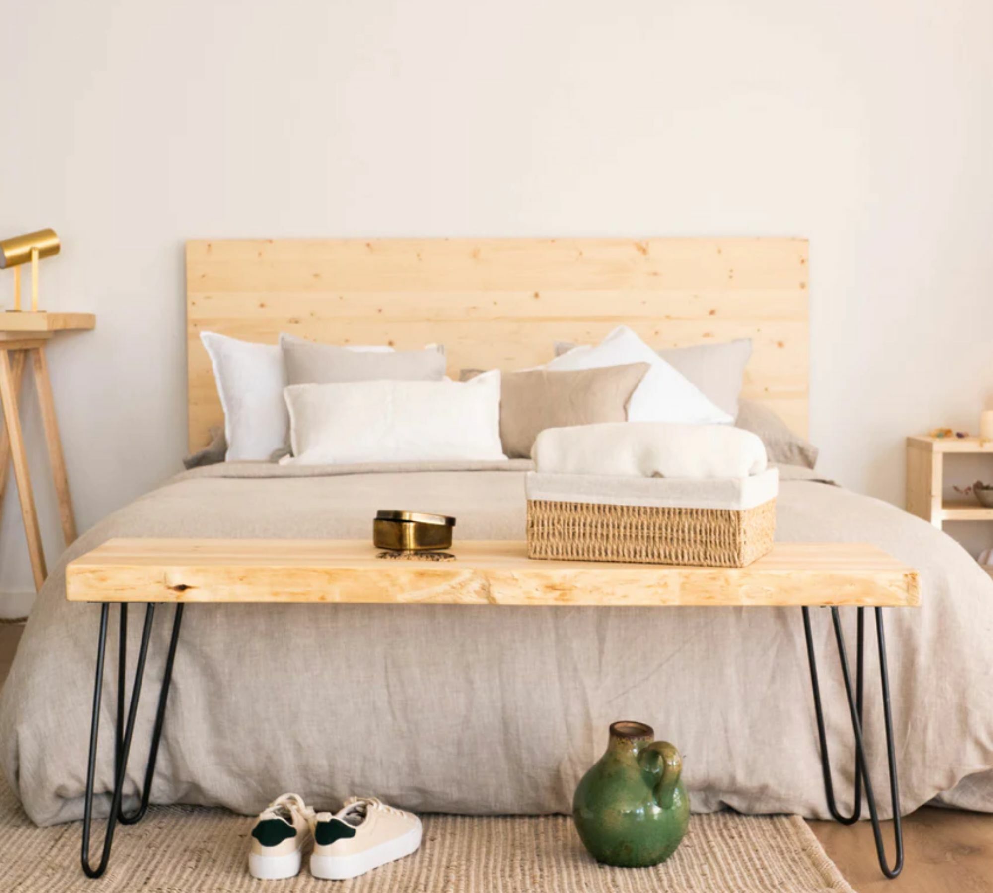 Nuru Nachttisch Holz Metall Kiefer 0