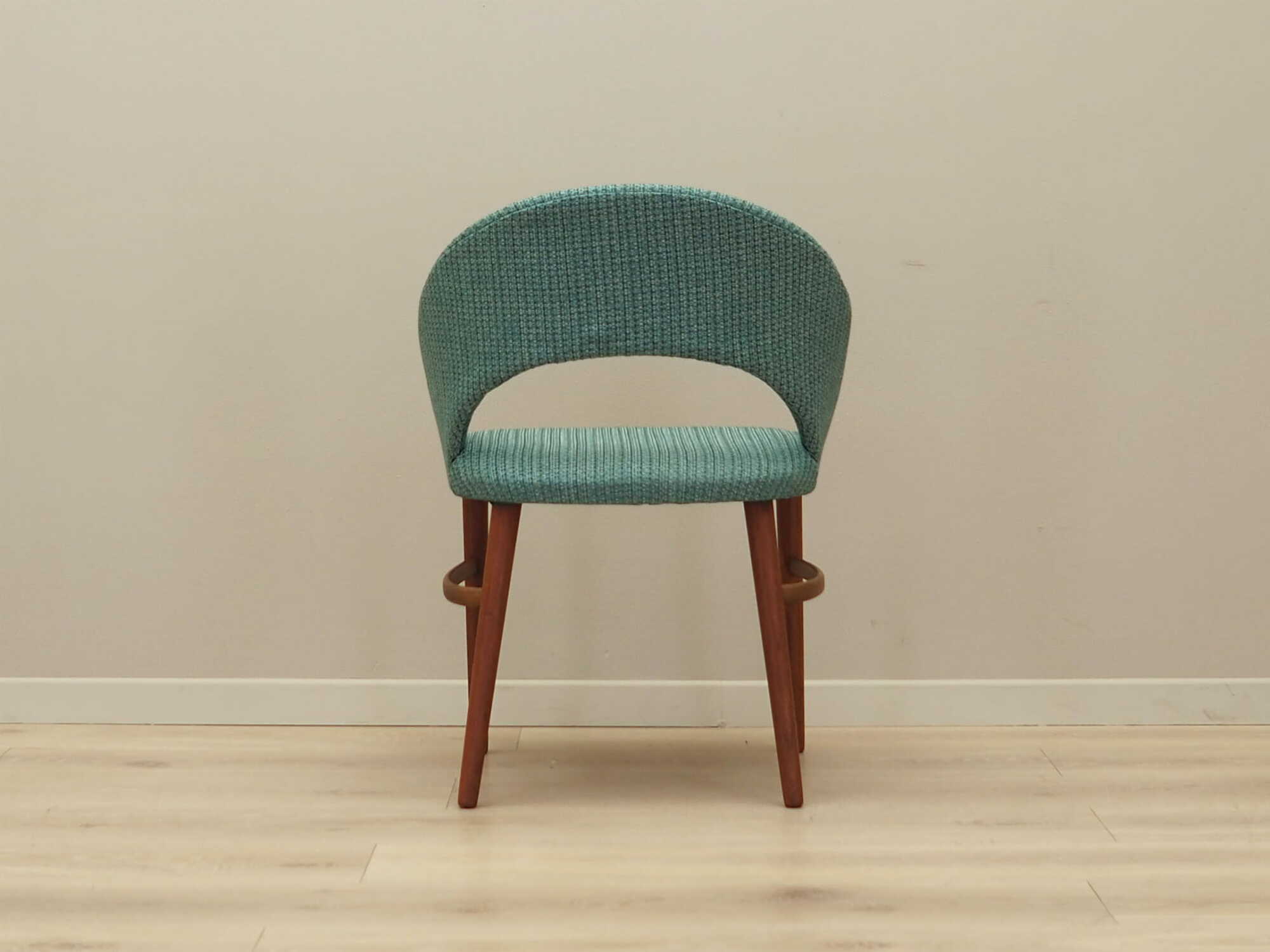 Vintage chair teak wood textile turquoise 1970s 4