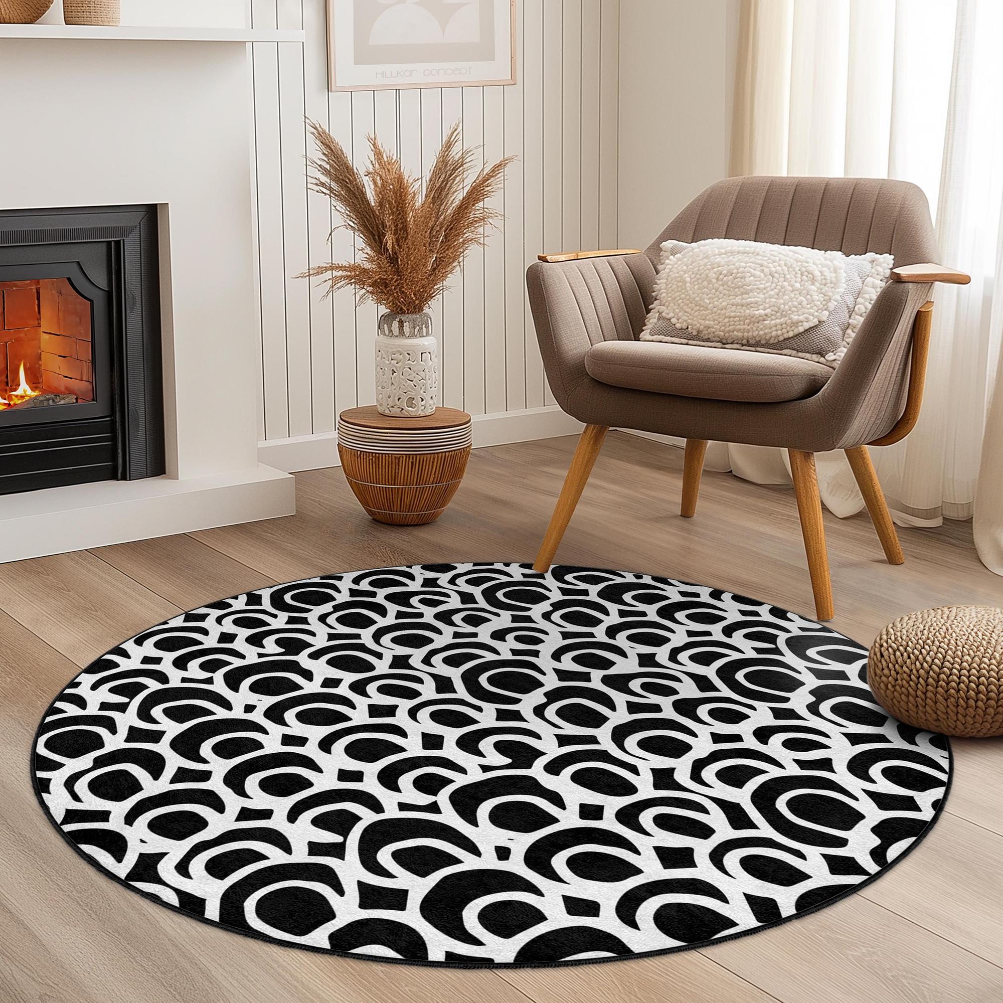 Teppich Schwarz Weiß Ø 150cm 0