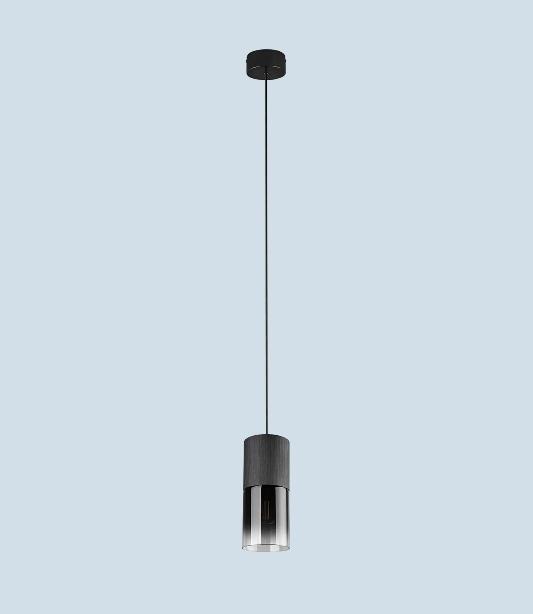 1-Flaming Pendant Lamp Aluminum Clear Glass Black 2