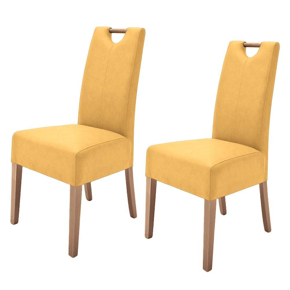 2x Polsterstuhl Alessia II Kunstleder Eiche Massiv Curry 0
